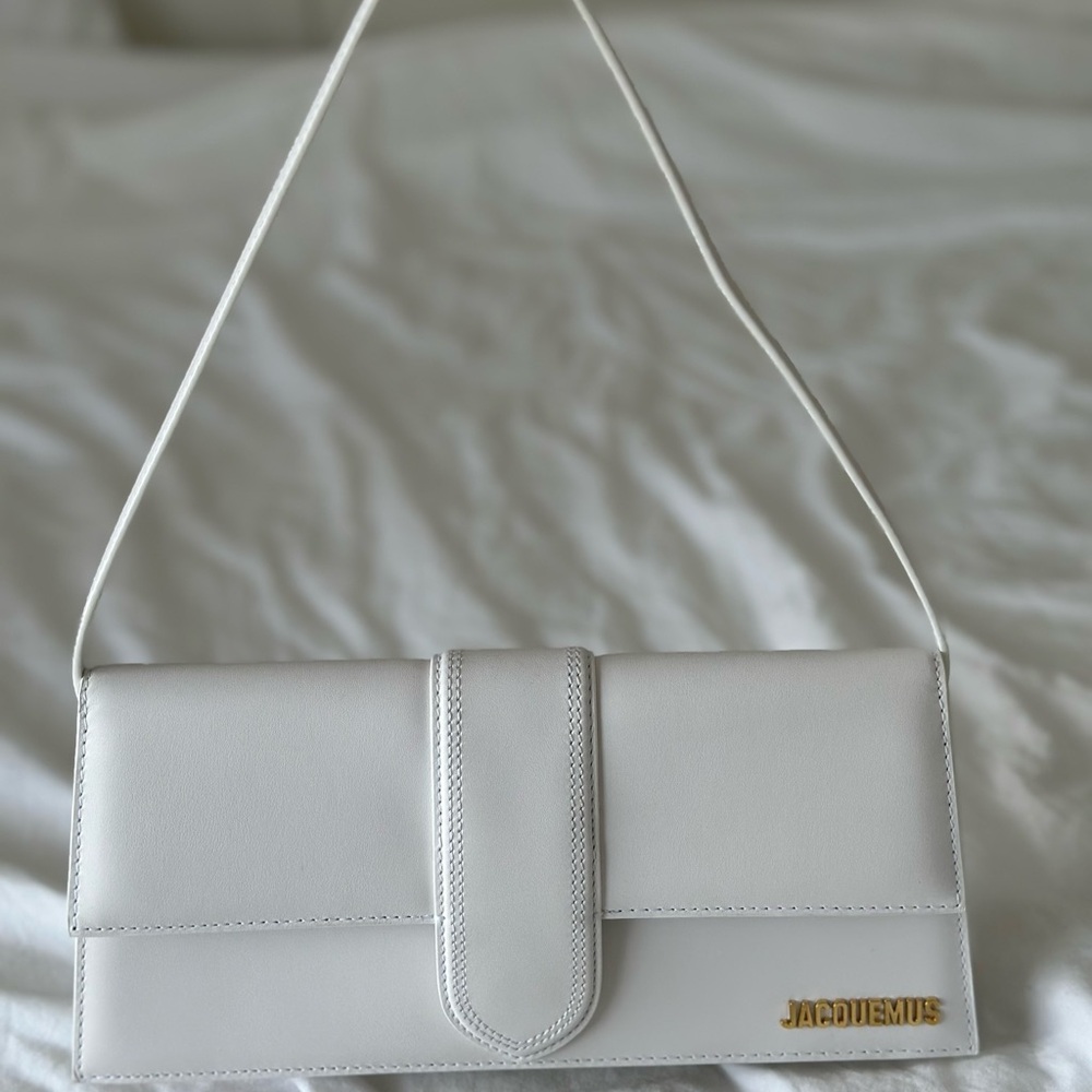 Jacquemus White Clutch with Gold Logo